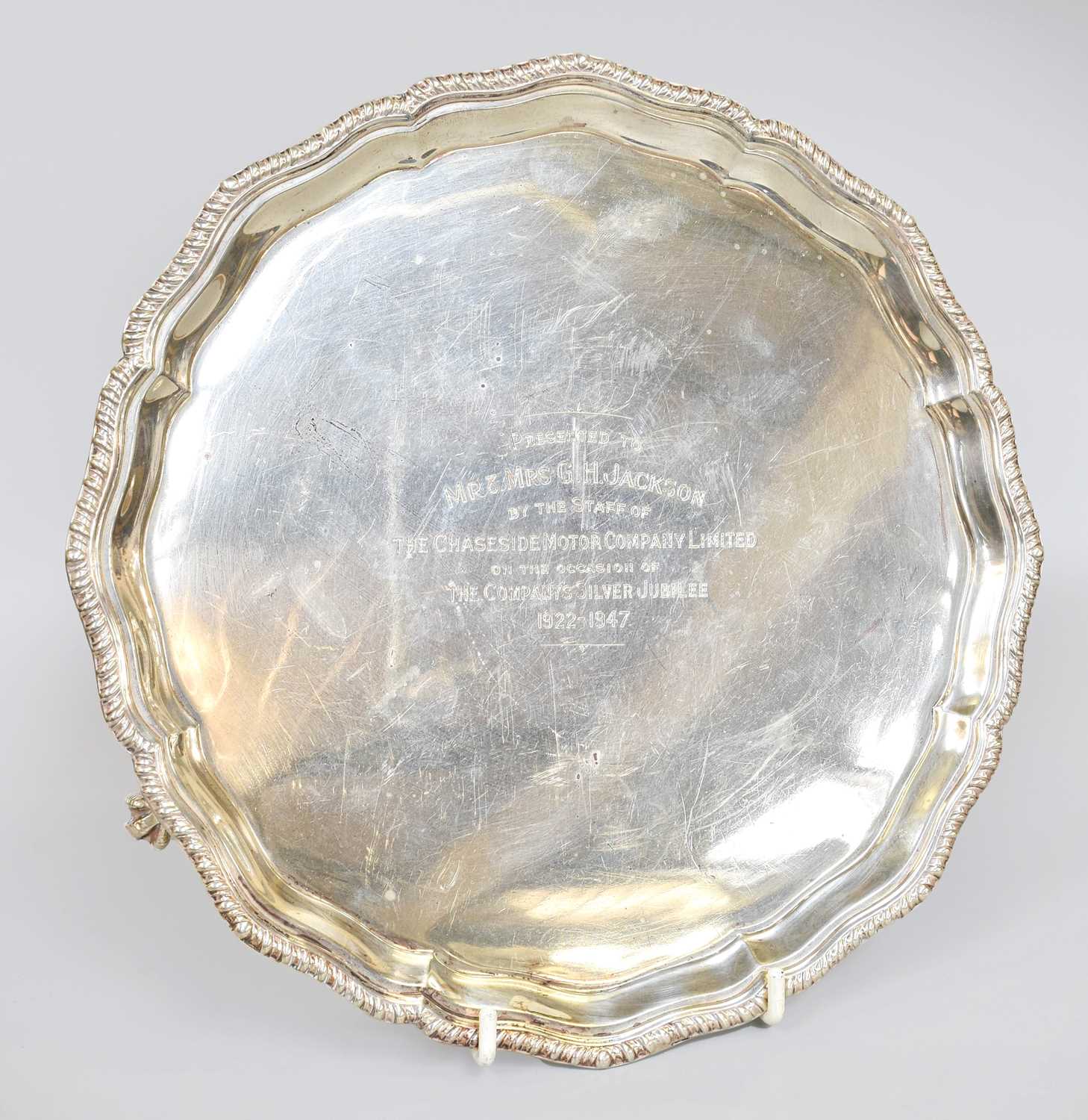 A George V Silver Salver, by Cooper Brothers and Sons Ltd., Sheffield, 1935, shaped circular and