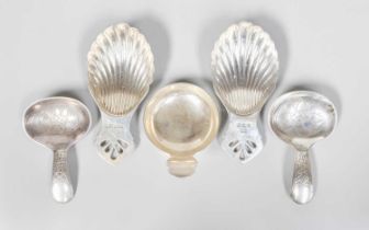 Five Various Silver Caddy-Spoons, two by Bishton's Ltd., Birmingham, one 1971 and one 1978, each