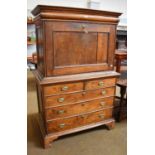An 18th Century Walnut Secretaire d'Abbattant, moulded cornice over fall flap, opening to reveal