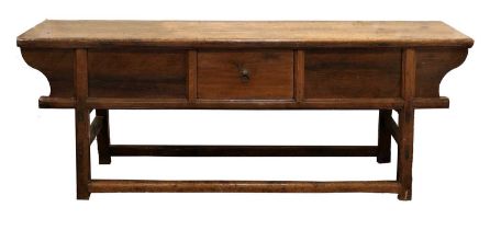A Late 19th Century Shanxi-Style Softwood Low Sideboard, with deep drawer flanked by moulded