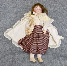 Simon & Halbig Bisque Socket Head Doll impressed 1079, 11.5 , with sleeping brown eyes, pierced