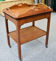 A Reproduction Mahogany Butler's Tray, with four handled folding sides; raised on stand to