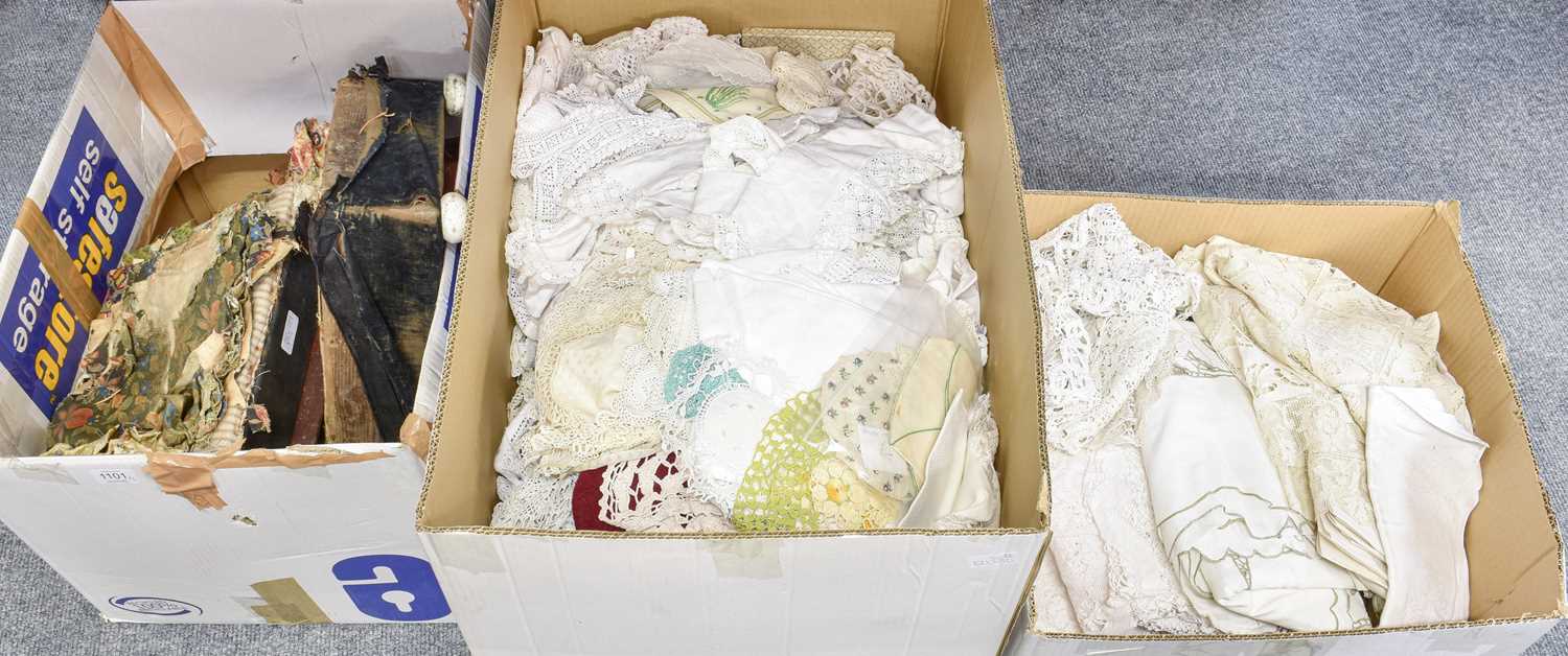 Assorted White Linens, Embroidered Textiles, bedcovers. bed and table linen, some crochet edging and
