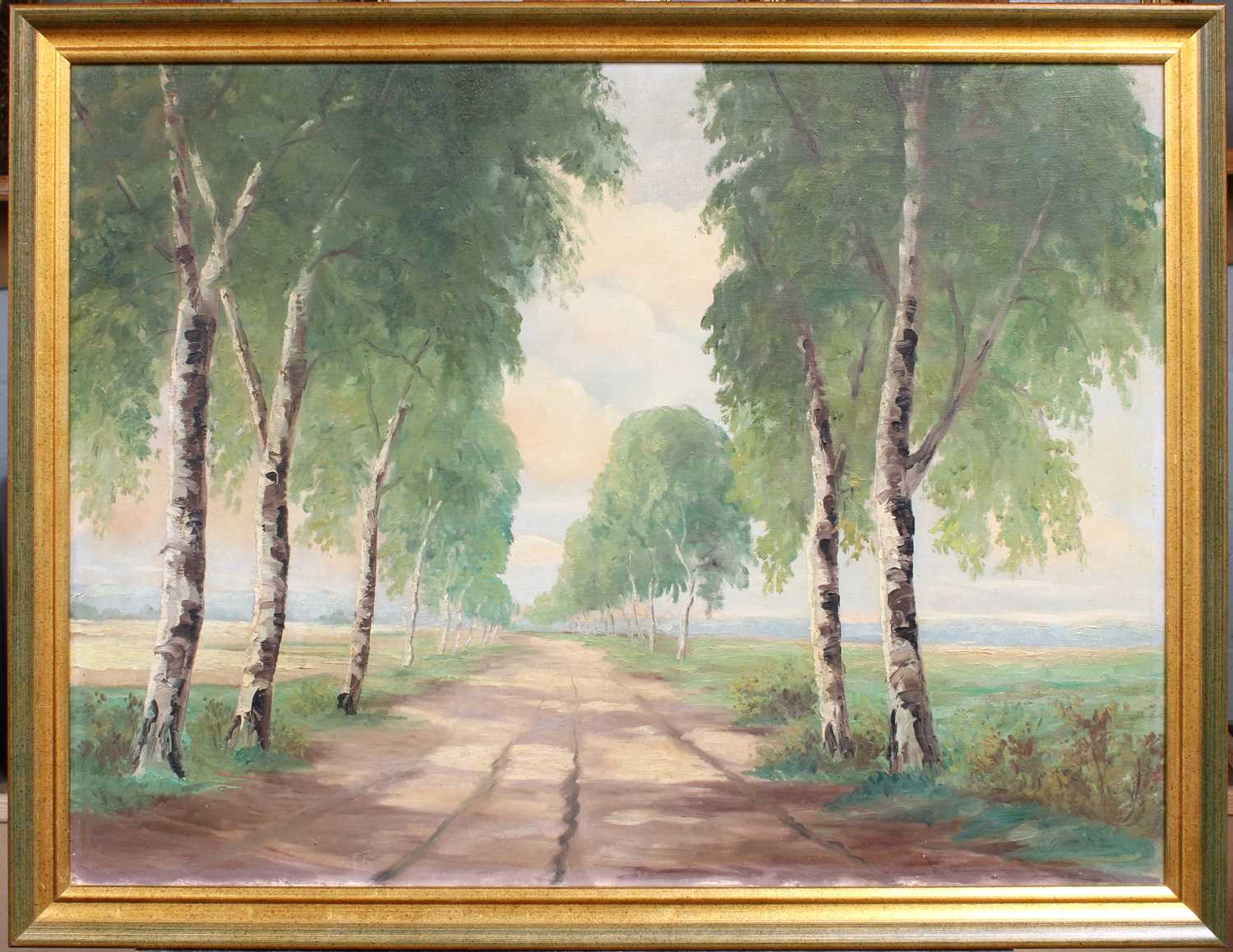 Continental School (20th Century) A tranquil tree-lined lane Indistinctly signed, oil on canvas, - Image 2 of 2