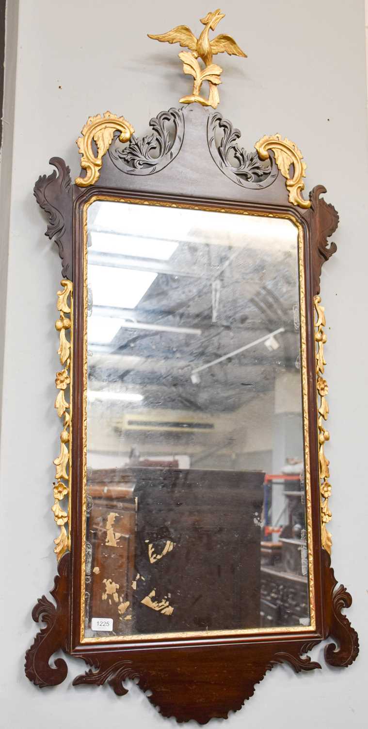 A George III Mahogany and Parcel-Gilt Wall Mirror, 3rd quarter 18th century, the original plain - Image 2 of 2