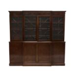 A Late George III Mahogany Four-Door Breakfront Library Bookcase, early 19th century, the moulded