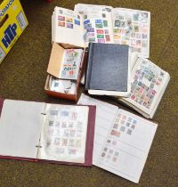 Stamp collection in several albums and loose filling a bag, worldwide issues, including Great