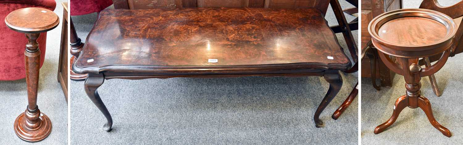 A Georgian Style Walnut Veneer Coffee Table, together with a mahogany circular occasional table