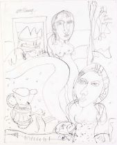 John Bellany (1942-2013) Scottish Figures drinking sangria Signed and inscribed "For Gordon