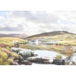 Richard Garland (Contemporary) "Moorland Falls" Signed, oil on canvas, 90cm by 120cm