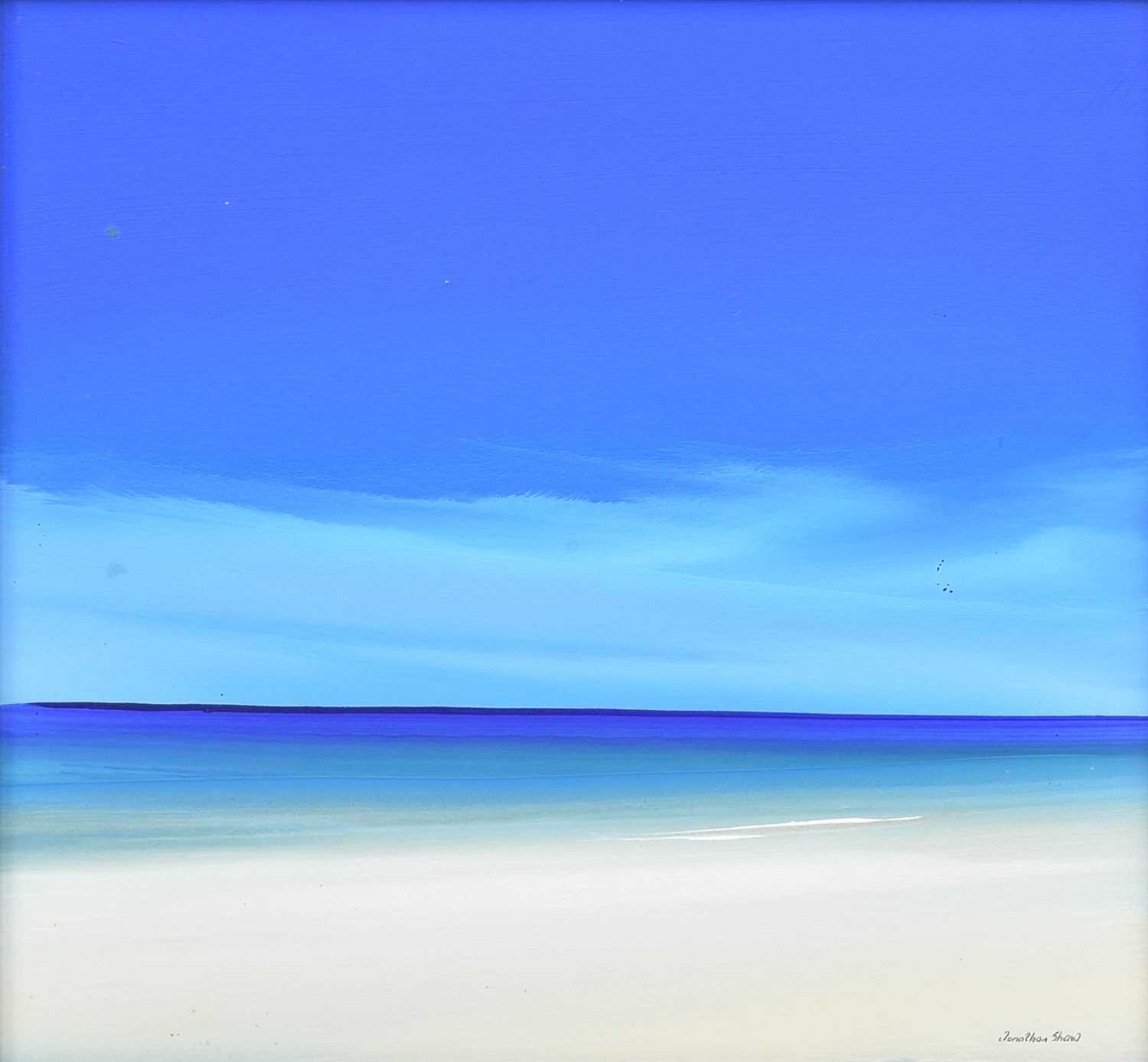 Jonathan Shaw (b.1959) "Tranqil Seascape II" Signed, acrylic on board; together with another by - Image 2 of 5