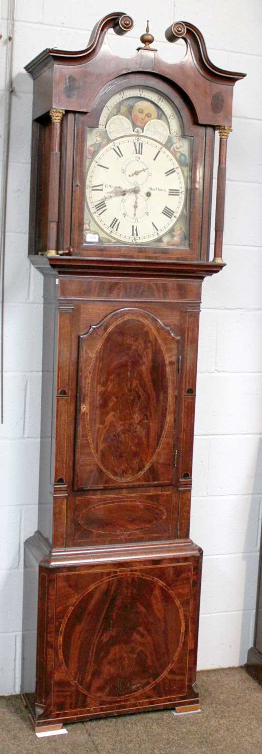 A Mahogany Eight Day Longcase Clock, signed G.Stones, Blackburn, circa 1820, swan neck pediment, - Image 2 of 2