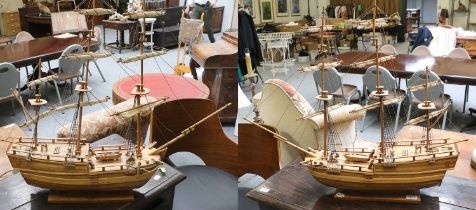 Two Wooden Model Ships, both of The Endeavor, 78cm