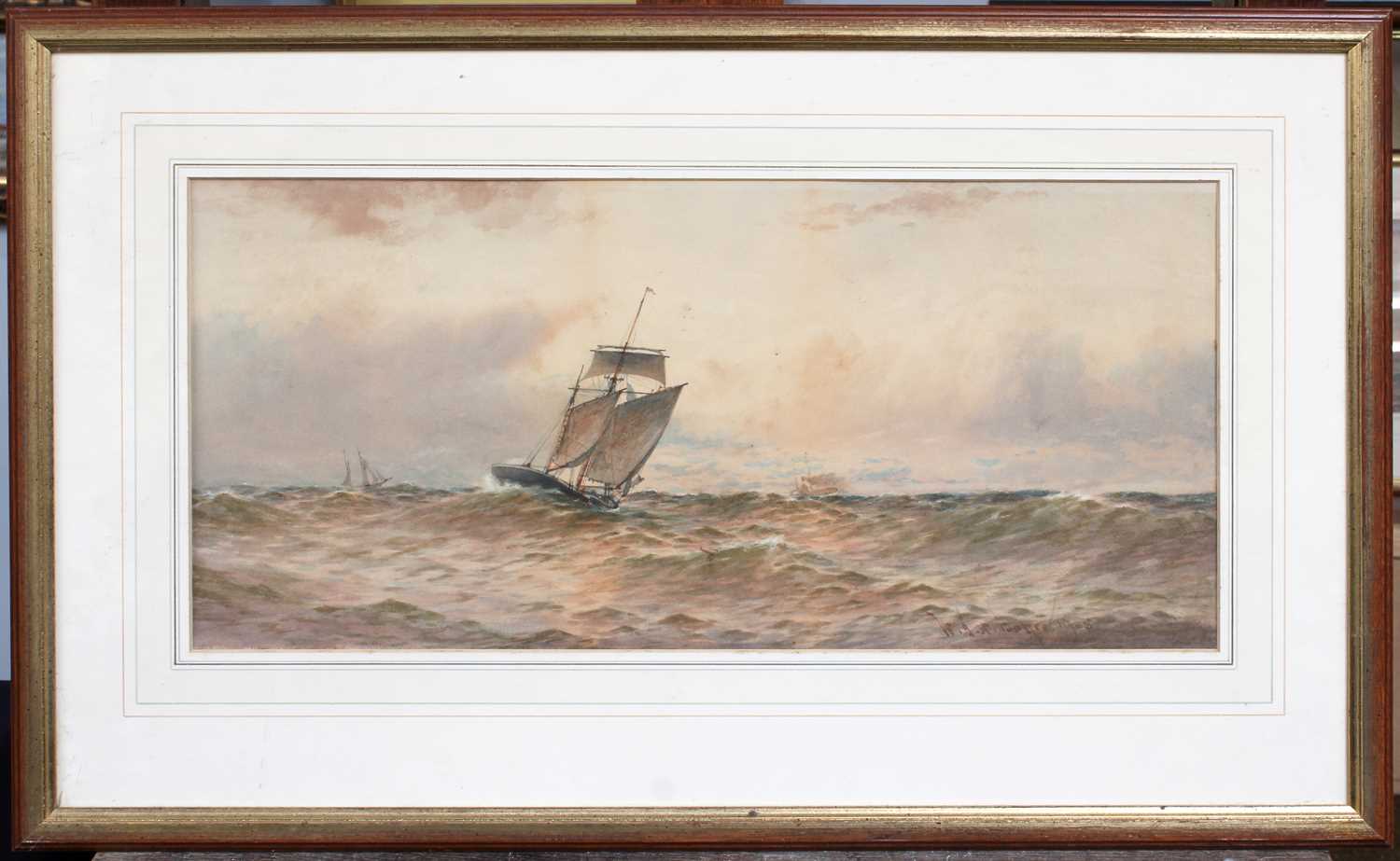 William Thomas Nichol Boyce (1857-1911) Tall masted ship in choppy waters Signed and dated 1906, - Image 5 of 6