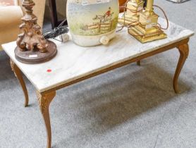 Marble Topped Gilt Coffee Table, 100cm by 50cm by 46cm