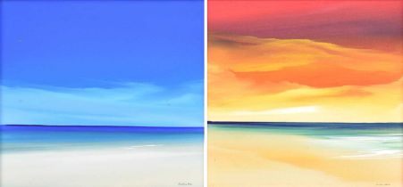 Jonathan Shaw (b.1959) "Tranqil Seascape II" Signed, acrylic on board; together with another by