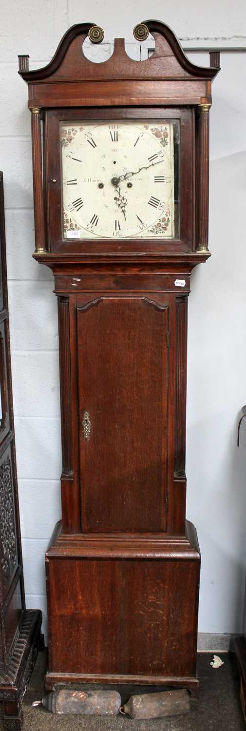 A George III Oak and Mahogany Longcase Clock, by J Hardy of Neston, 8 day striking movement, painted