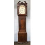 A George III Oak and Mahogany Inlaid Longcase Clock, 30 hours striking movement, with painted arch