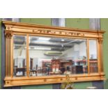 A Reproduction Regency Style Giltwood Tryptic Overmantle Mirror, of architectural form, Corinthium