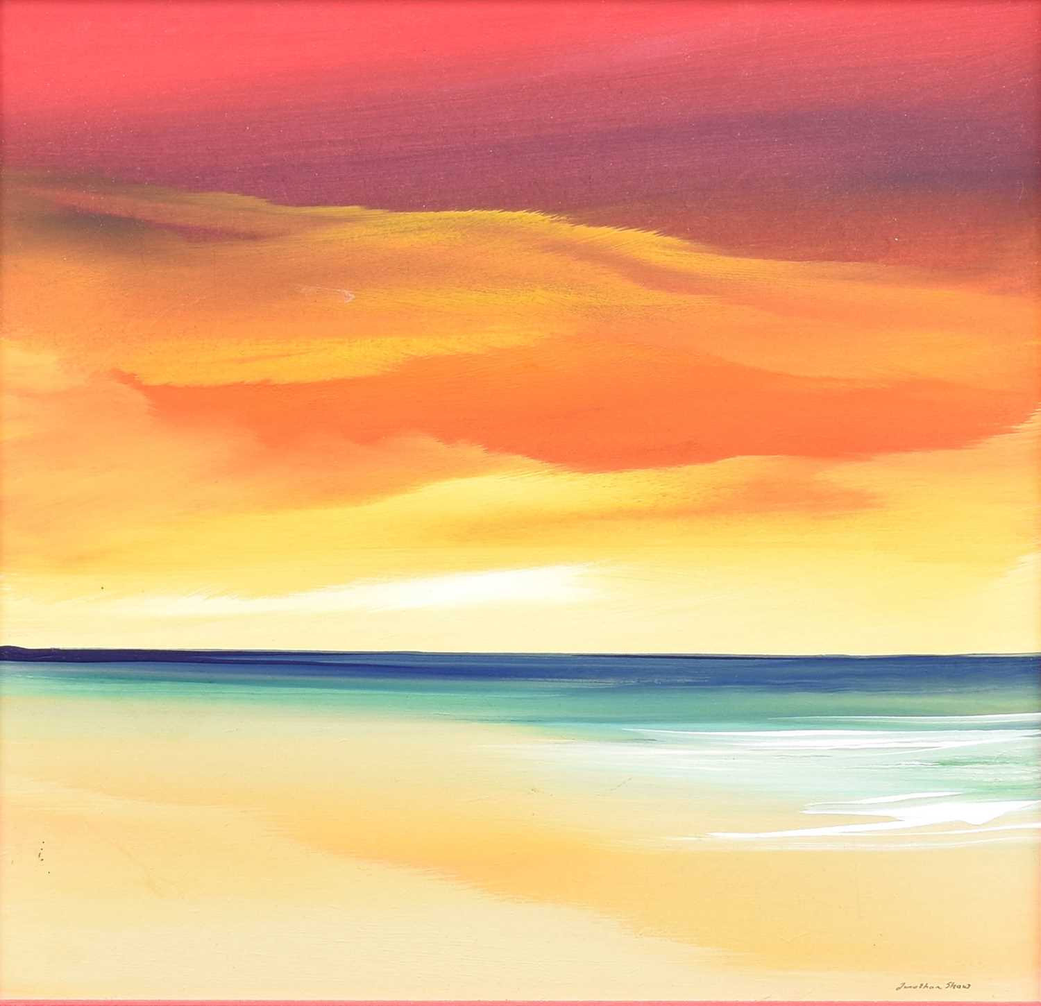 Jonathan Shaw (b.1959) "Tranqil Seascape II" Signed, acrylic on board; together with another by - Image 4 of 5