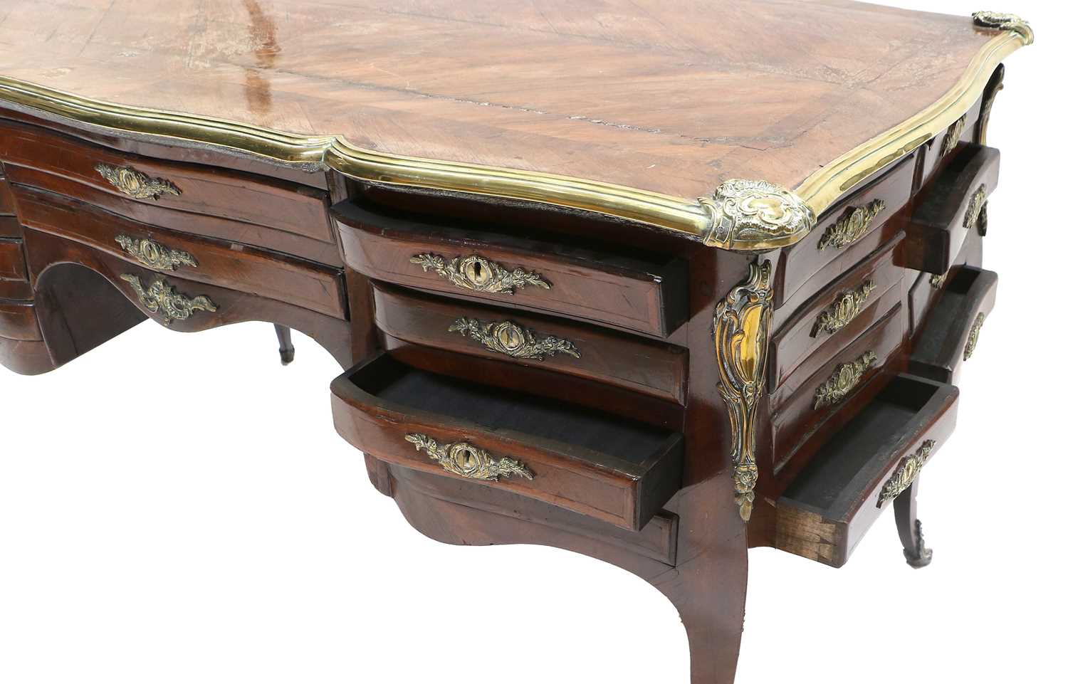 A French Louis XV-Style Kingwood and Gilt-Metal-Mounted Writing Desk, circa 1900, the crossbanded - Image 3 of 5