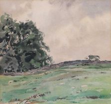 Fred Lawson (1880-1968) "Rain" Inscribed and dated 1943 verso, watercolour, 23cm by 23cm