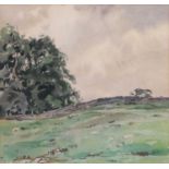 Fred Lawson (1880-1968) "Rain" Inscribed and dated 1943 verso, watercolour, 23cm by 23cm