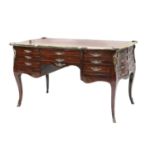 A French Louis XV-Style Kingwood and Gilt-Metal-Mounted Writing Desk, circa 1900, the crossbanded