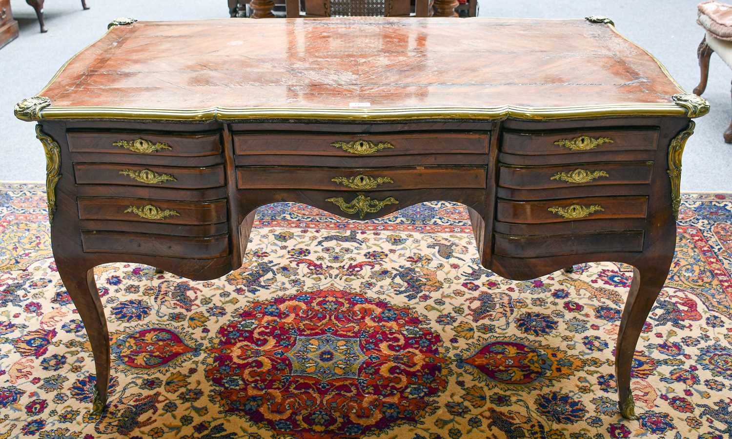 A French Louis XV-Style Kingwood and Gilt-Metal-Mounted Writing Desk, circa 1900, the crossbanded - Image 5 of 5