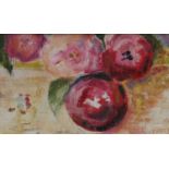 Pamela Jocelynne Precious (20th Century) "Roses" Initialled, oil on canvas board, 9cm by 14cm