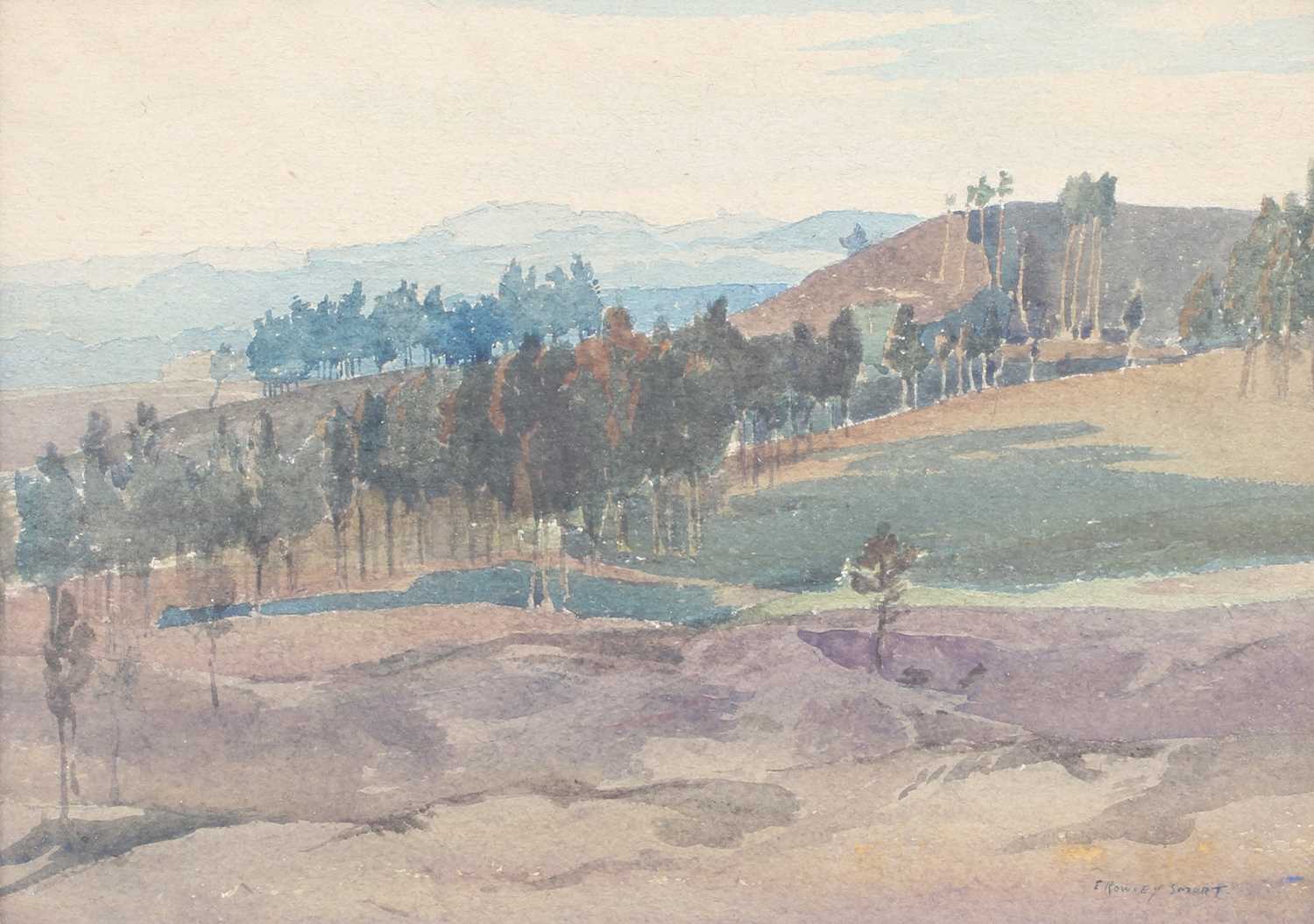 Edgar Rowley Smart (1887-1934) Tree lined landscape Signed, watercolour, 24.5cm by 34cm