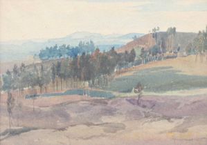 Edgar Rowley Smart (1887-1934) Tree lined landscape Signed, watercolour, 24.5cm by 34cm