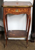A Late 19th century French Kingwood and Marquetry Side Table, with floral decoration, gilt metal