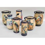 Austrian Amphora Pottery Vases, decorated with various birds, tallest 18cm high (one tray) General