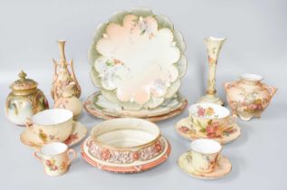 A Collection of Royal Worcester Blush Ivory, including vases, tea cups and saucers, pot pourri