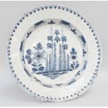An 18th Century English Delft Blue and White Charger