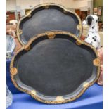 Two Victorian Papier Mache Trays, largest 77.5cm by 61cm