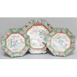 A Garniture of Three Japanese Porcelain Octagonal Dishes