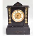A Victorian Black Slate Mantel Timepiece, retailed by Way Windsor, 31cm high