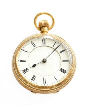 A Lady's 18 Carat Gold Fob Watch Inner dust cover is 18k gold with no inscriptions Winding