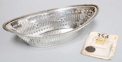 An Oval Silver Pierced Dish, and a Roman coin