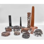 Various Chinese Hardwood Stands and Similar (two trays) One stand with significant damage to