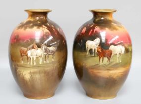 A Pair of Royal Doulton Vases, signed W Hodkinson and Kelgall (2)