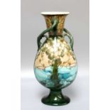A Minton Art Nouveau Twin Handled Vase, 27cm high All over crazing to glaze, general minor wear