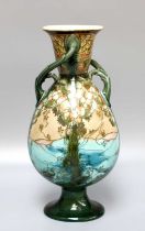 A Minton Art Nouveau Twin Handled Vase, 27cm high All over crazing to glaze, general minor wear