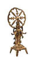 A Sino-Tibetan Bronze Figure of Avalokiteshvara, in 17th century style, standing before a foliate