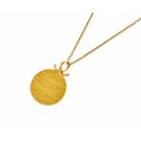 A Pendant on Chain, the circular medallion on a fancy link chain, pendant length 3.7cm, chain length
