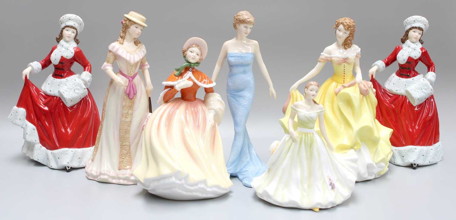 Royal Doulton Pretty Ladies; 'Spring', 'Summer', 'Autumn' and 'Winter', with three others - Image 2 of 3