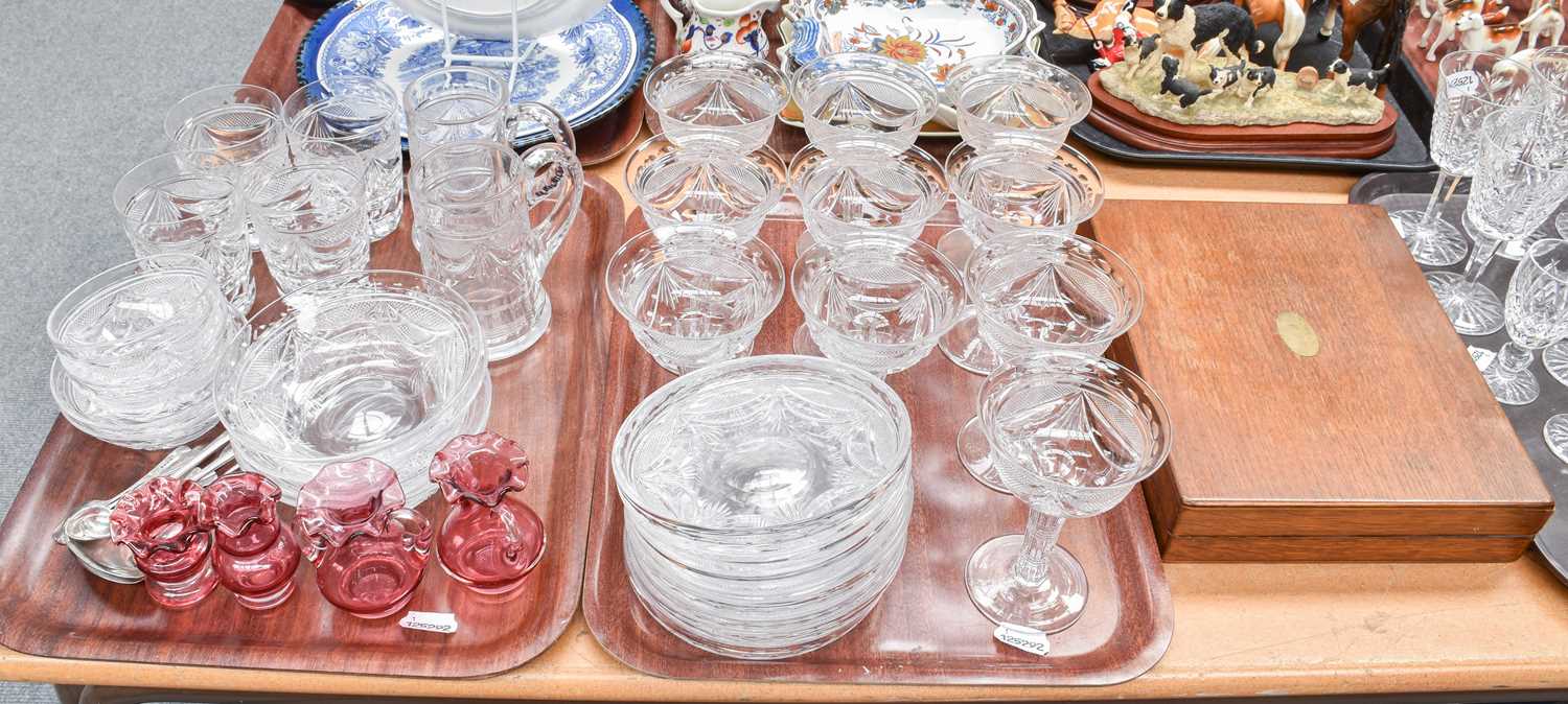 A Part Suite of Cut Glass, including champagne saucers, six silver teaspoons and two silver small - Image 2 of 2