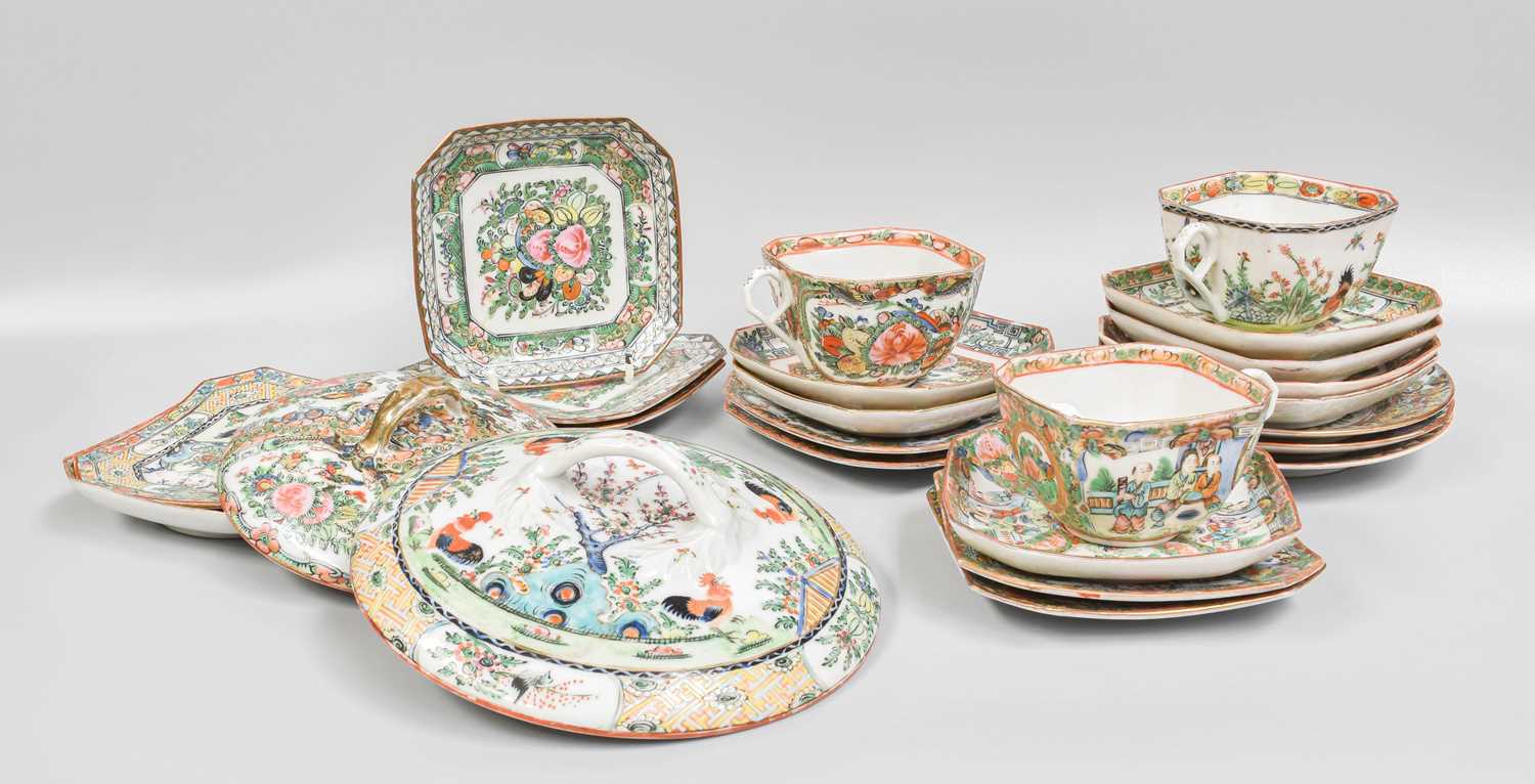 A Collection of 20th Century Cantonese Porcelain, tea and other wares Minor chips, general wear,